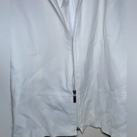 Vintage White Sag Harbor Women’s Stretch Zip Up Blazer Jacket Petite L/XL - Picture 4 of 4
